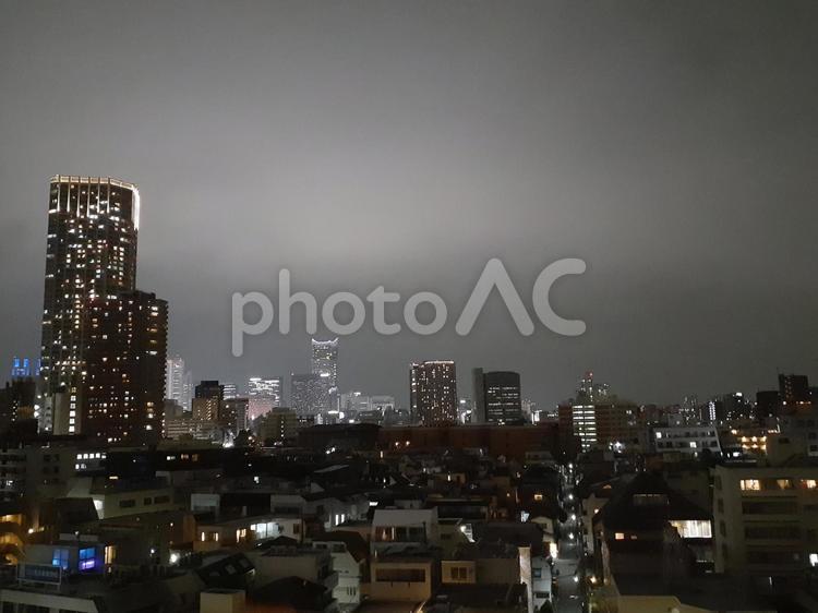 都会　高所より　住吉町から新宿方面 夜空,夜景,タワマンの写真素材