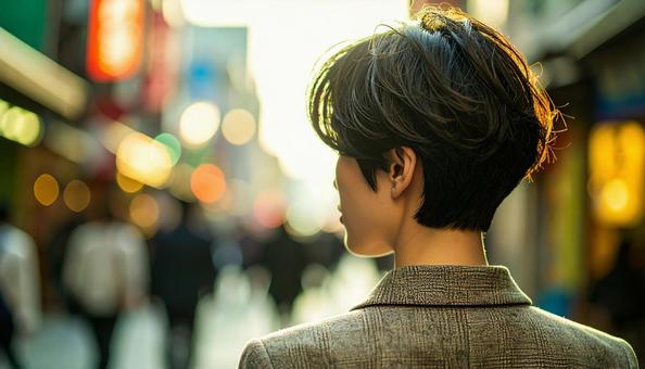 ショートカットの女性の写真