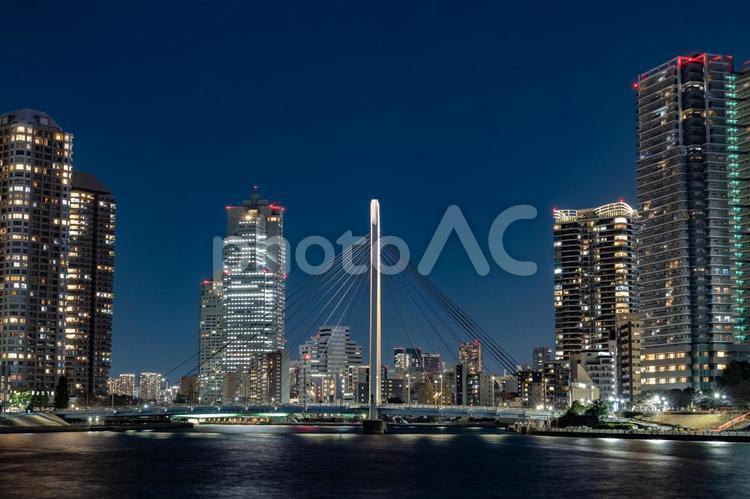 中央大橋の夜景２ 中央大橋,夜景,橋の写真素材