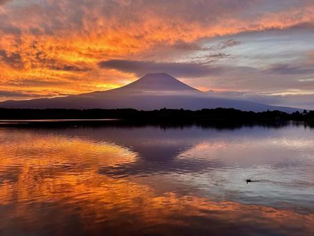 朝焼けと富士山 朝焼けと富士山の写真