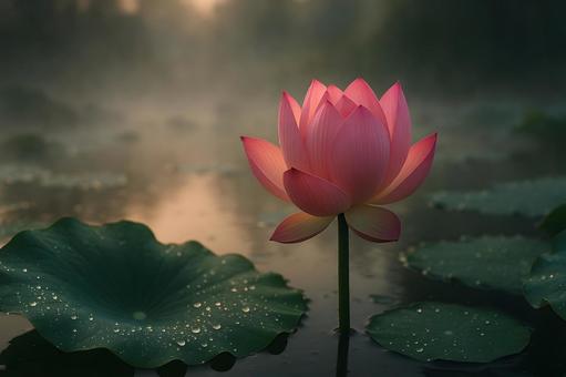 朝露に輝く蓮の花 朝露に輝く蓮の花の写真