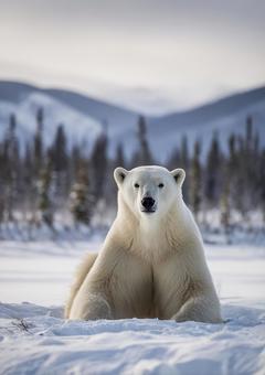 こちらを見つめるシロクマのポートレート こちらを見つめるシロクマのポートレートの写真