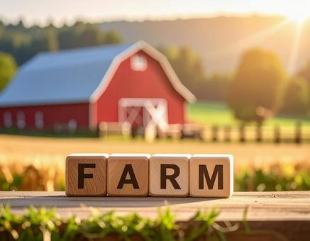 農家の英単語FARMが書かれたブロック 農家の英単語FARMが書かれたブロックの写真