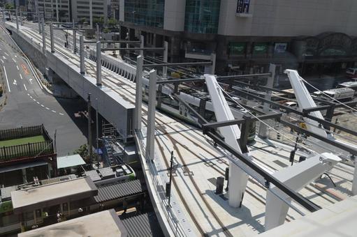駅乗入れ試運転中の広島市電 2025.7 駅乗入れ試運転中の広島市電 2025.7 広島電鉄,試運転,広電の写真素材
