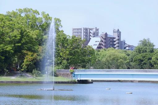 Fountain on a hot summer day (Nagai Botanical Gardens) No people, JPG Fountain on a hot summer day (Nagai Botanical Gardens) No people, JPG
