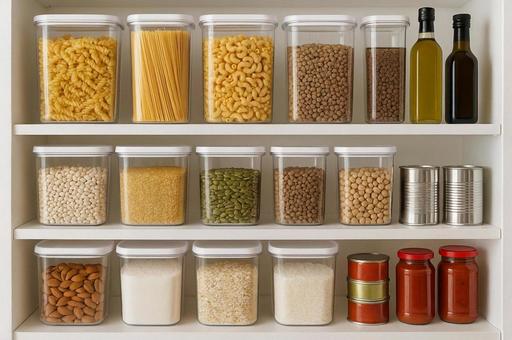 保存食品のパントリー収納 保存食品のパントリー収納の写真