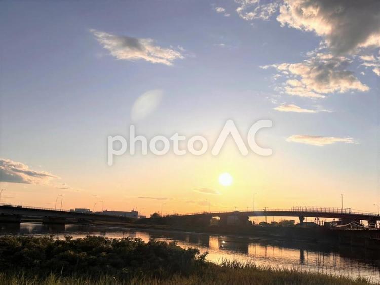 北海道の風景　14733 夕焼け,風景,景色の写真素材