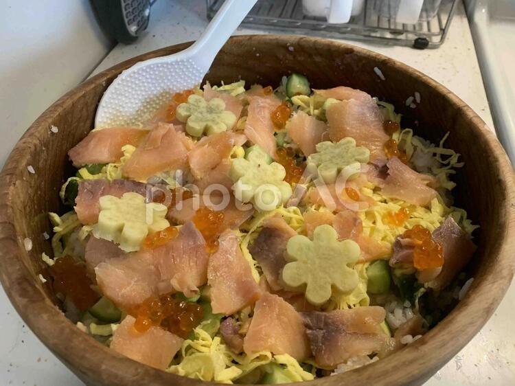 海外でひな祭りに手作りちらし寿司 ひな祭り,３月３日,フードの写真素材