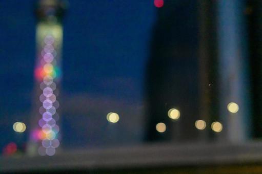 Rainbow bokeh of the Skytree at night, JPG Rainbow bokeh of the Skytree at night, JPG