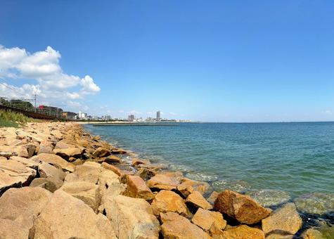 須磨の海 風景,景色,晴天の写真素材