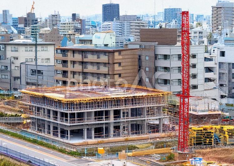 都会の工事現場 工事,工事現場,都会の写真素材