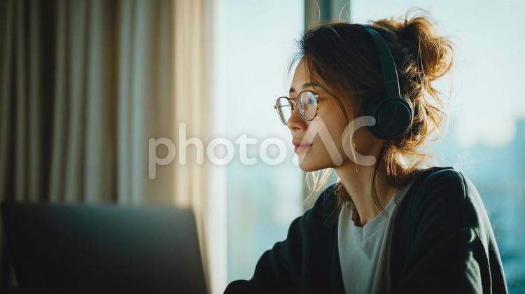 ビジネスパートナーシップの握手 リモートワーク,オンライン会議,テレワークの写真素材