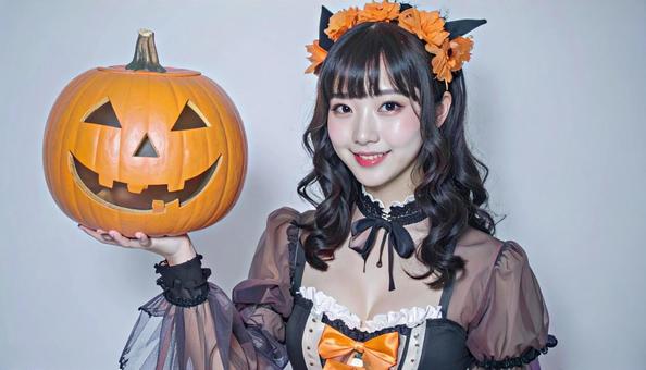 ハロウィンの仮装 女性 パンプキンドレス ハロウィンの仮装 女性 パンプキンドレスの写真