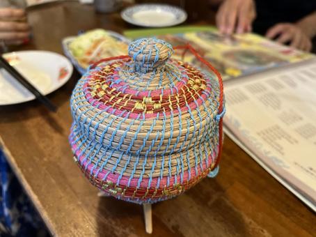 A cute Thai bamboo basket for holding Khao Niao, JPG