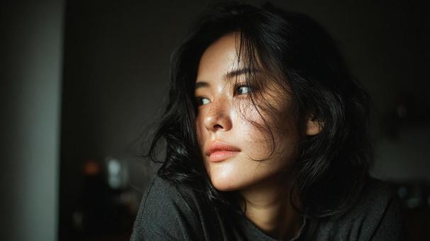 穏やかな表情の女性 穏やかな表情の女性の写真