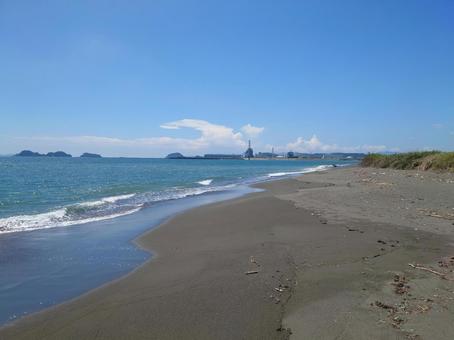 高知県四万十川河口の砂浜 砂浜,海,河口の写真素材