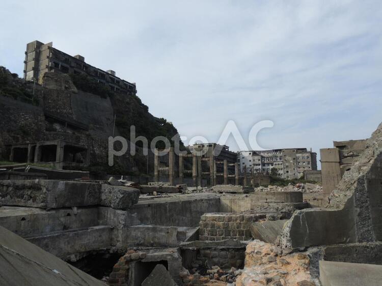 軍艦島　イメージ　(Hashima/Nagasaki) 軍艦島,廃墟,瓦礫の写真素材