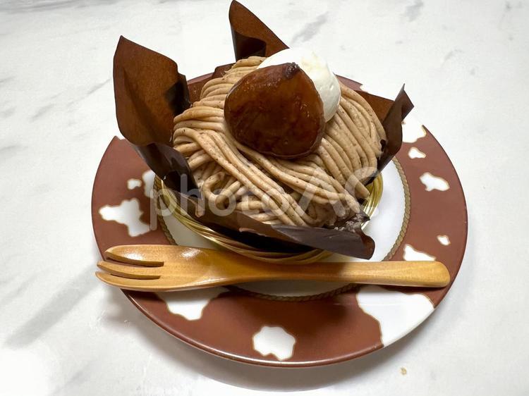 モンブラン モンブラン,ケーキ,渋皮の写真素材