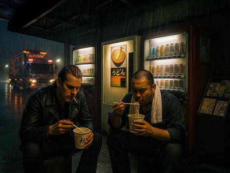 雨のオートパーラーの写真