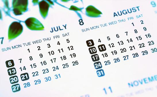 2025年7月と8月のカレンダー 2025年7月と8月のカレンダー 7月,8月,カレンダーの写真素材