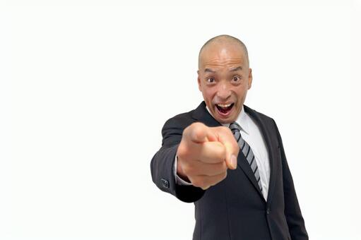 「正解です！」と指差しするスーツ中年男性 男性,ビジネス,スーツの写真素材