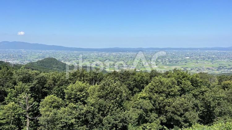 【富山】散居村展望台の風景 散居村展望台,展望台,散居村の写真素材