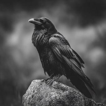 石に佇むカラスの姿 石に佇むカラスの姿の写真