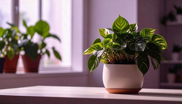 観葉植物のある背景素材・フレーム 観葉植物のある背景素材・フレームの写真