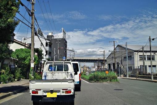 宮原操車場付近の道路風景 宮原操車場付近の道路風景 宮原壮車掌,jr,新大阪の写真素材