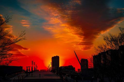 劇的な夕焼け空 劇的な夕焼け空 夕焼け,空,雲の写真素材