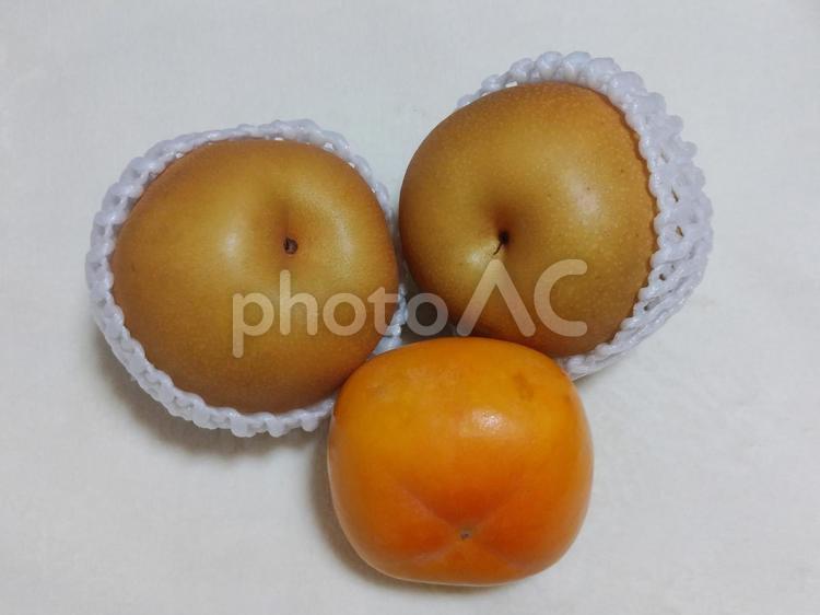 梨と柿 果物,フルーツ,デザートの写真素材