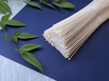 3 bundles of somen noodles in blue washi paper bag 1, JPG