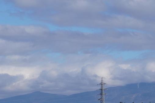 雲と空と電柱 雲と空と電柱の写真