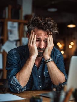 仕事の重圧を感じる男性の苦悩 仕事の重圧を感じる男性の苦悩の写真