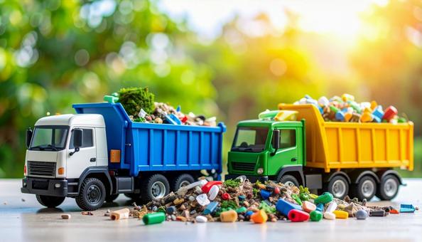 ゴミの分類とゴミ収集車 ゴミの分類とゴミ収集車の写真