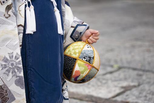 被布を着た七五三の男の子 七五三,日本,文化の写真素材