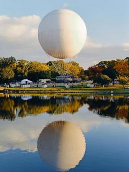 白い気球 気球,乗り物,反射の写真素材