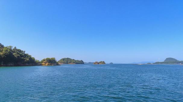 海から見た天草松島の風景 天草松島,上天草,熊本県の写真素材