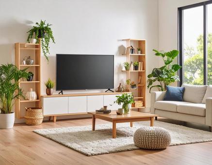 テレビのあるリビングルーム テレビのあるリビングルームの写真