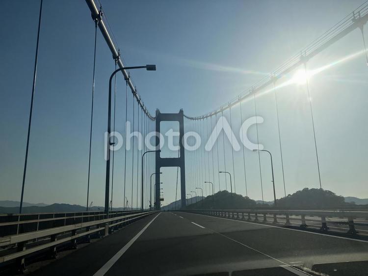 しまなみ海道を渡る しまなみ,街道,愛媛県の写真素材