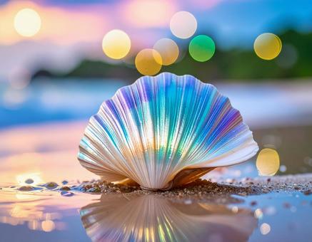 虹色の幻想的な貝 虹色の幻想的な貝の写真
