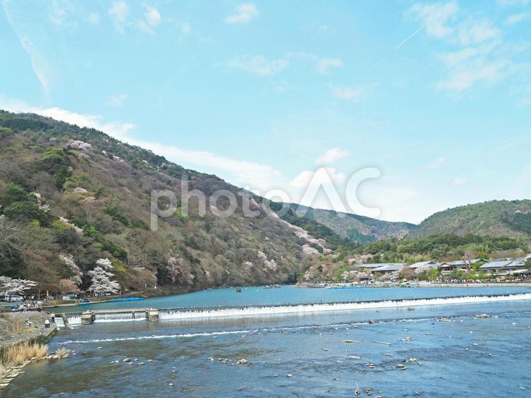 美しい嵐山の風景 嵐山,川,河川の写真素材