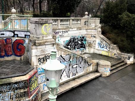ウィーンの公園アート ウィーンの公園アート ウィーン,オーストリア,落書きの写真素材