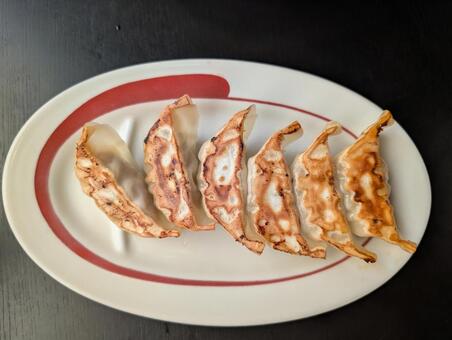 餃子 餃子,６個,１皿の写真素材