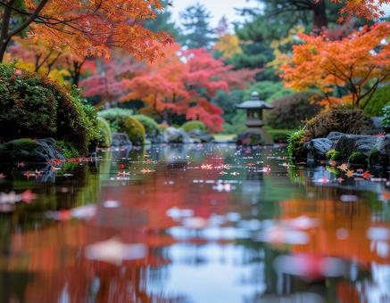 日本 秋の庭園 日本 秋の庭園の写真