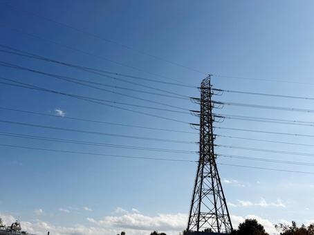 鉄塔がある風景 鉄塔,送電線,電線の写真素材