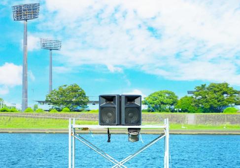 イベント会場のスピーカー イベント会場のスピーカー イベント,スピーカー,川の写真素材