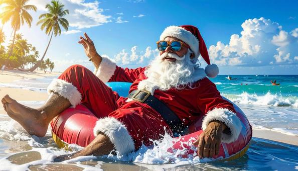 バカンス中のサンタクロースの写真