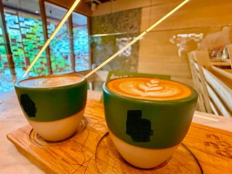 おしゃれなカフェとラテアート おしゃれなカフェとラテアートの写真