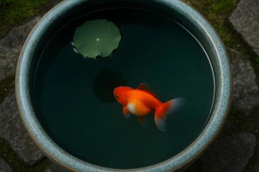 見下ろしの金魚鉢の写真